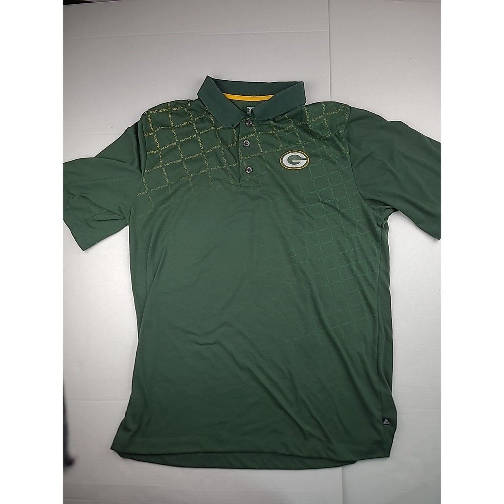 Green Bay Packers Short Sleeve Polo Shirt Size Large Button Up Geographic Rare